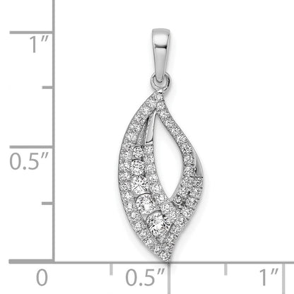 14K Weißgold Polierter Anhänger mit Diamant, 0,375 Karat, Blatt-Design