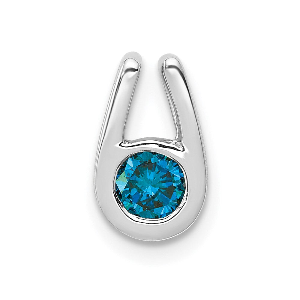 14K Weißgold 1/4 Karat Blau Diamant Kette Anhänger