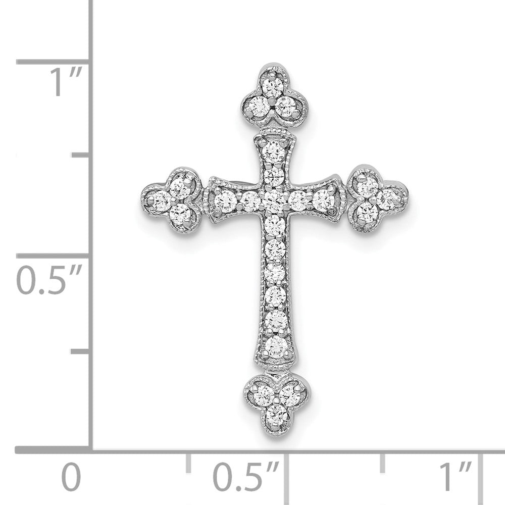 10K Weißgold 1/4ct. Diamant Knospend Kreuz Kette Anhänger