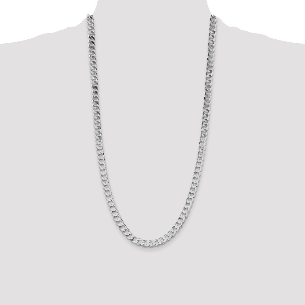 Sterlingsilber Rhodiniert 7.5mm Flach Panzer 28 Zoll Kette