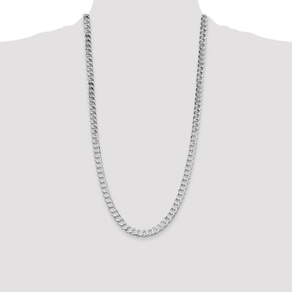 Sterlingsilber Rhodiniert 7.5mm Flach Panzer 28 Zoll Kette
