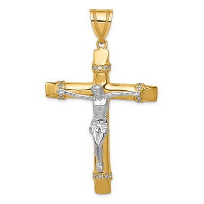 14K Bicolor Gold Zweifarbiger Zirkonia-Kruzifix-Anhänger