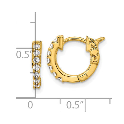 14K Gelbgold.31 Karat Diamant Rund Creole mit Sicherheits Verschluss Ohrringe