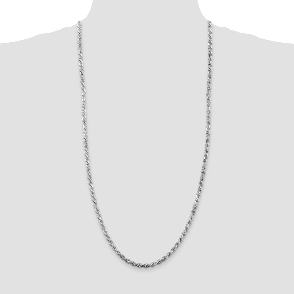 Sterlingsilber Rhodiniert 4.25mm Diamantiert Kordel 30 Zoll Kette