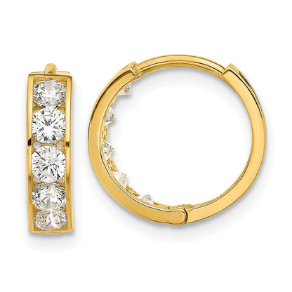 14K Gelbgold Poliert Zirkonia 4x14mm Huggie Creolen