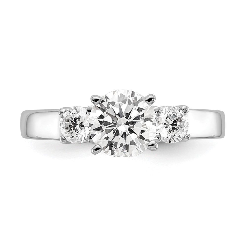14K Weißgold 3-stone Stift Set Mittig Halbfassung Diamant Verlobungsring
