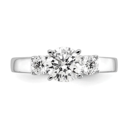 14K Weißgold 3-stone Stift Set Mittig Halbfassung Diamant Verlobungsring