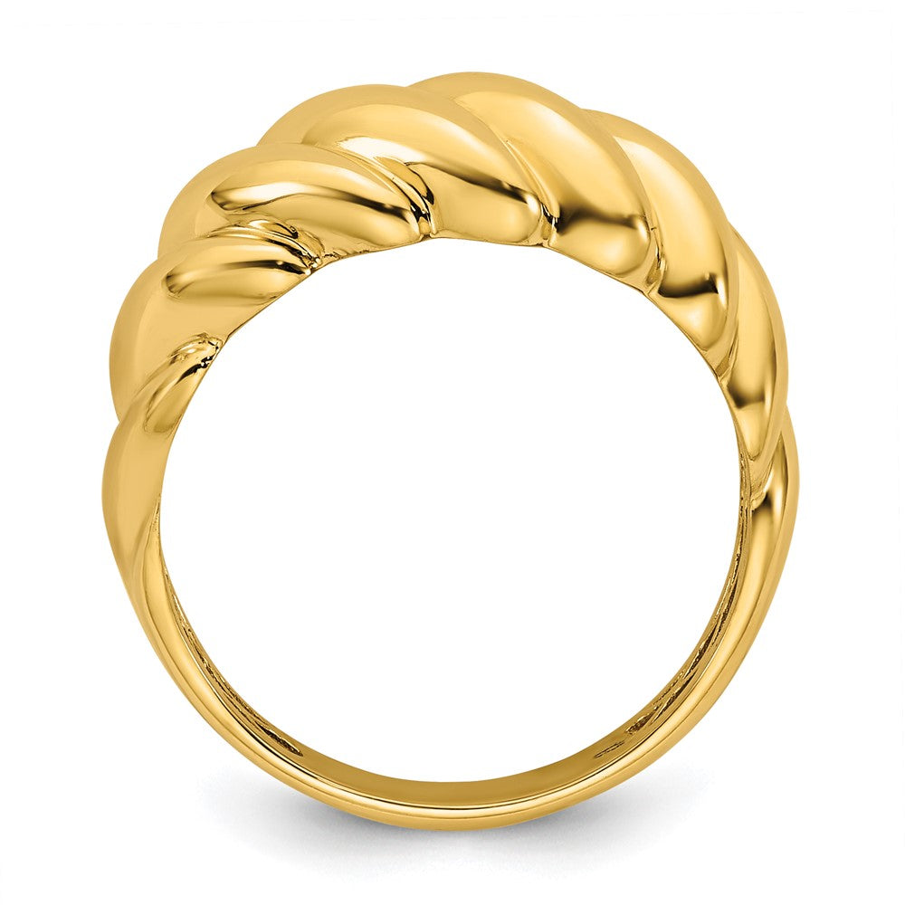 14K Gelbgold Poliert Gedrehter Abgestufter Gewölbter Ring, Größe 7