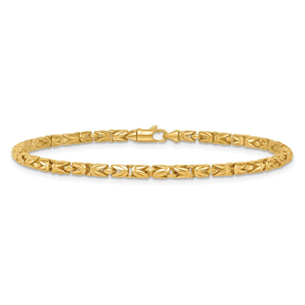 14K Gelbgold Poliert 3mm Abgerundet Byzantiner Glieder Gliederarmband