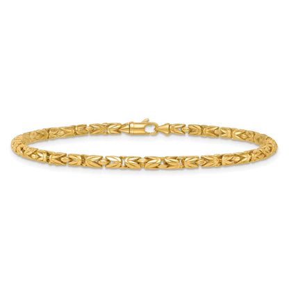 14K Gelbgold Poliert 3mm Abgerundet Byzantiner Glieder Gliederarmband