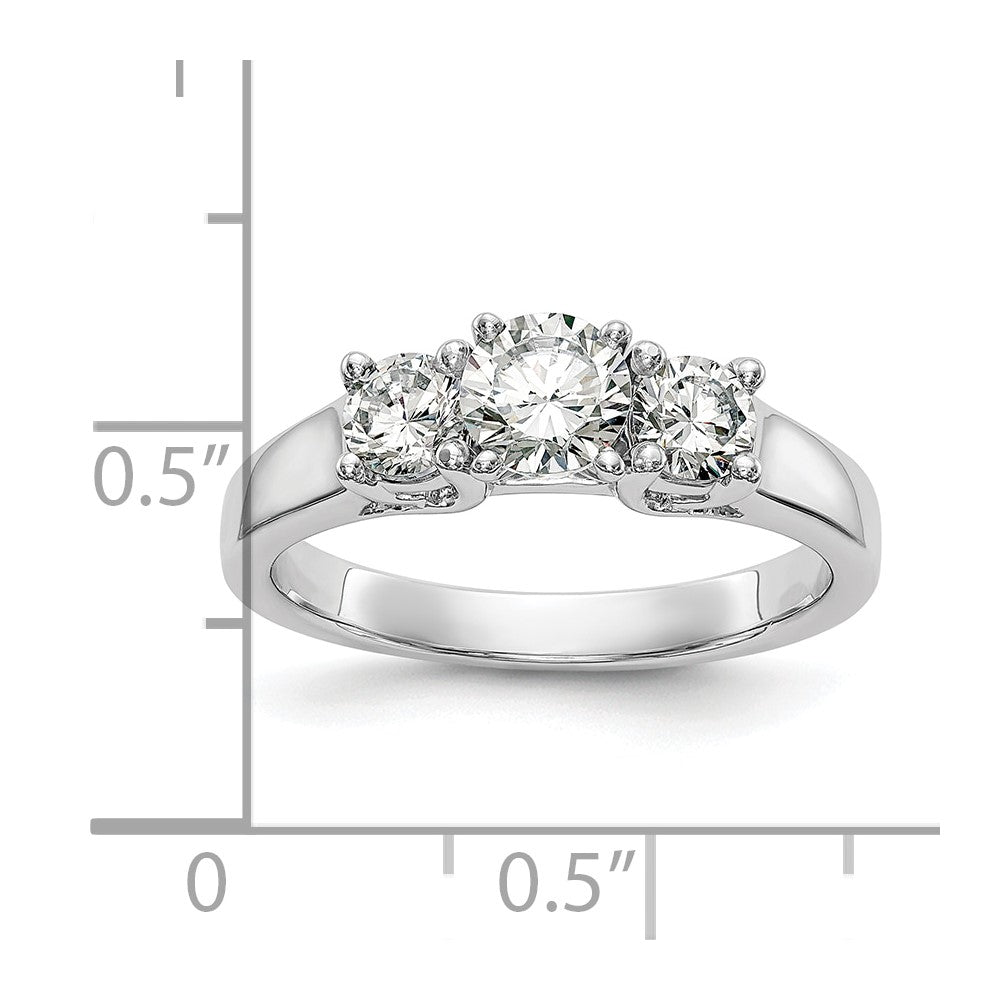 14K Weißgold 3-stone Stift Set Mittig Halbfassung Diamant Verlobungsring