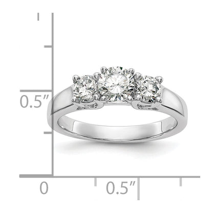 14K Weißgold 3-stone Stift Set Mittig Halbfassung Diamant Verlobungsring