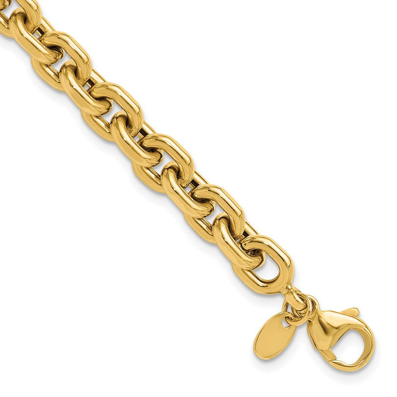 14K Gelbgold Poliert 6.8mm Fantasie Ankerkette Glieder 8 Zoll Armband
