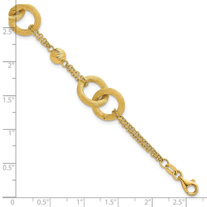 14K Gelbgold Poliert und Gebürstet Doppelt Loop und Gliederarmband mit Verlängerung