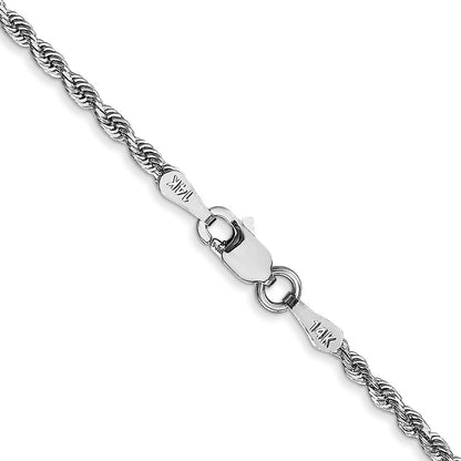 14K Weißgold 2mm Diamantiert Vierfach Kordel Karabinerverschluss Halskette
