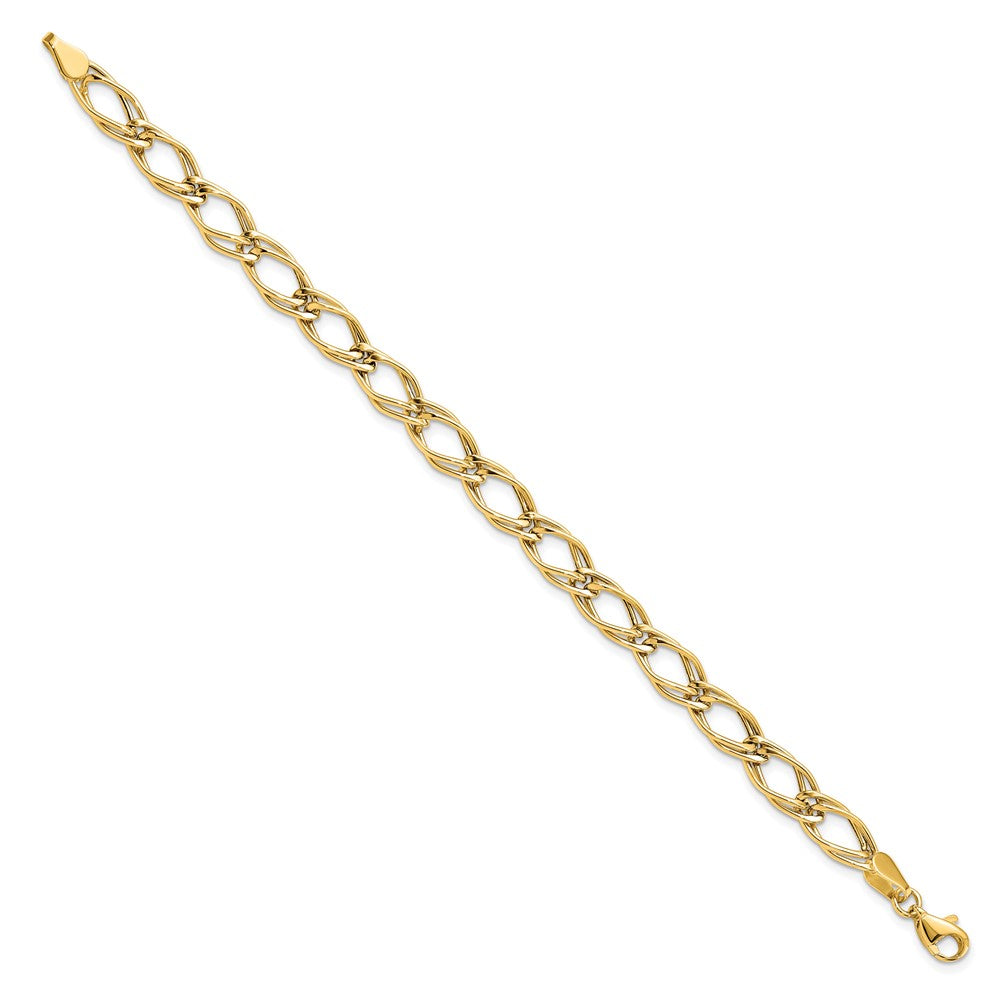 14K Gelbgold Fantasieglieder 7 Zoll Armband