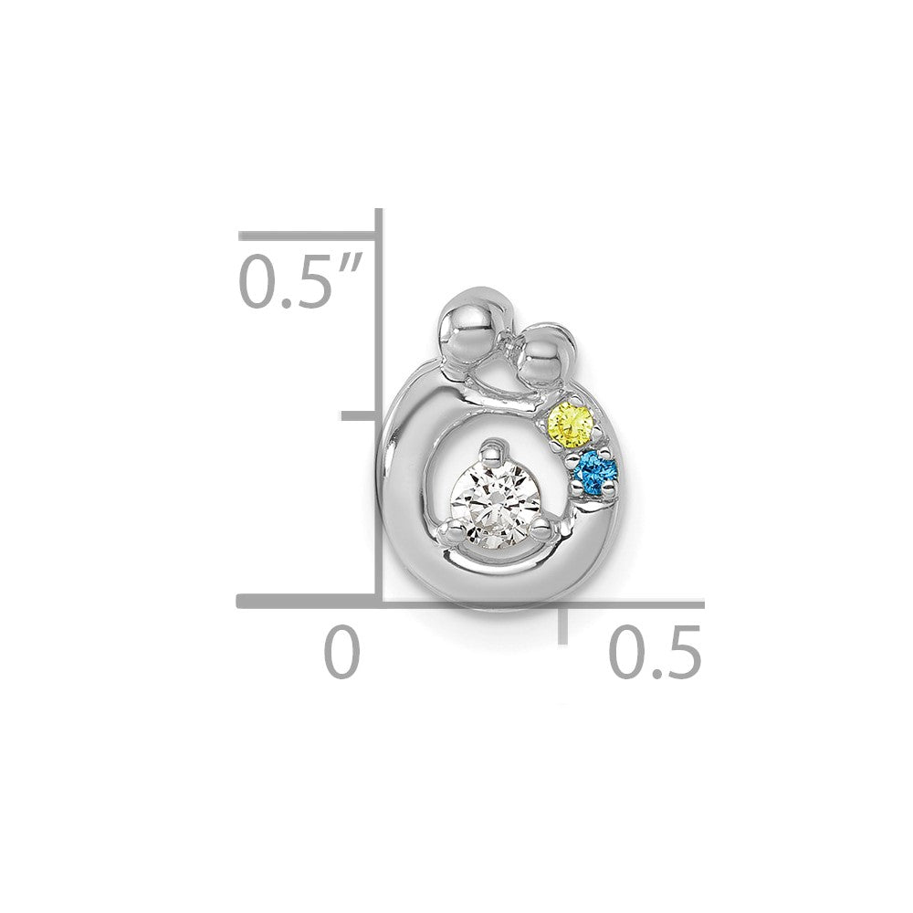 14K Weißgold 2 Echt Geburtsstein und Diamant. Mutter/child Kette Anhänger