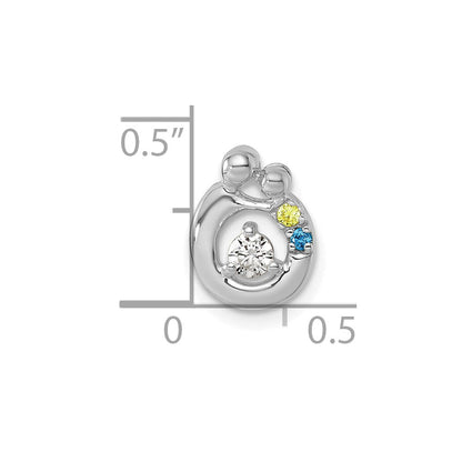 14K Weißgold 2 Echt Geburtsstein und Diamant. Mutter/child Kette Anhänger