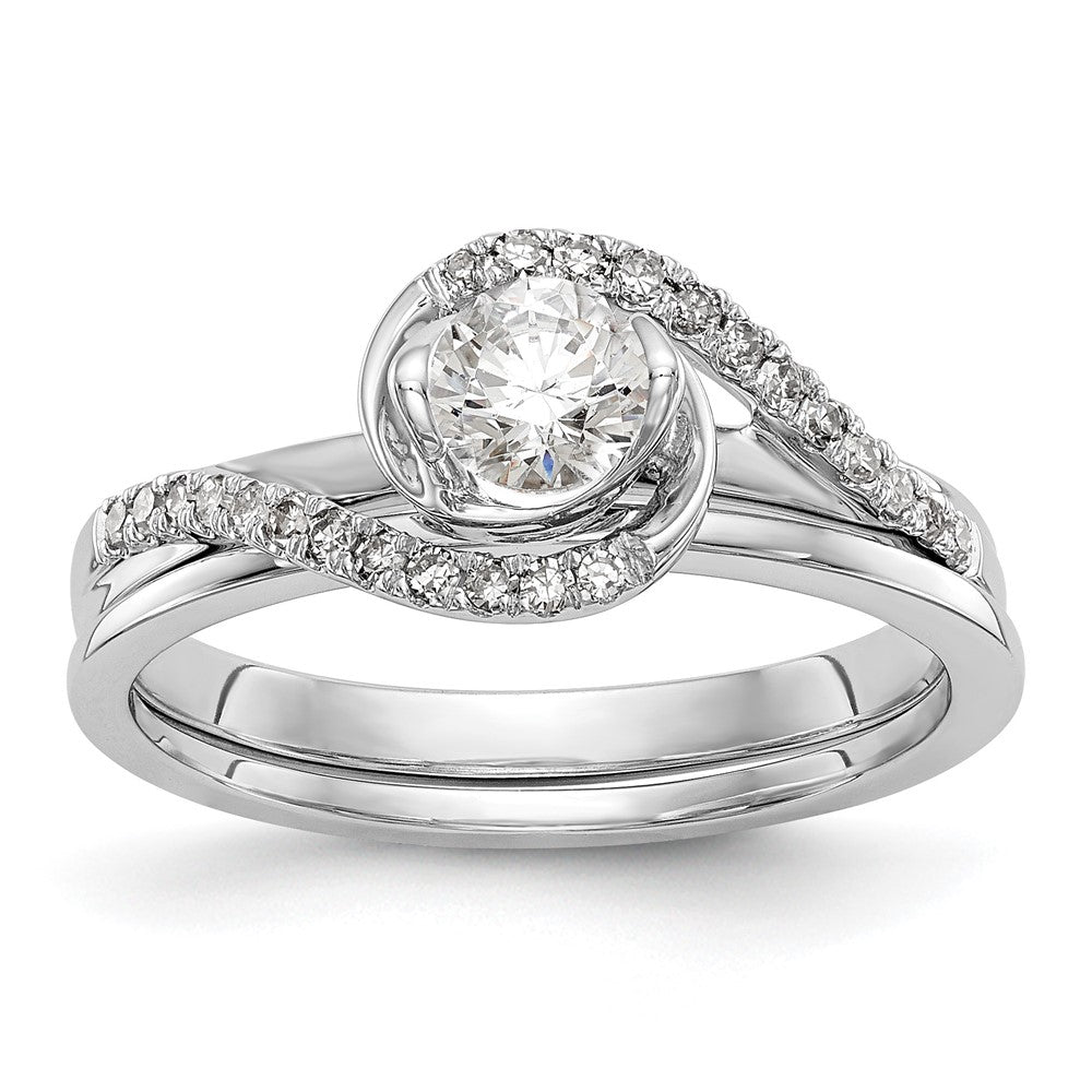 14K Weißgold By-pass (holds 1/3 Karat (4.5mm) Rund Mittig) 1/6 Karat Diamant Halbfassung Verlobungsring