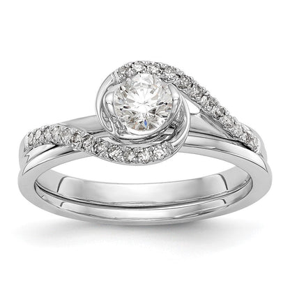 14K Weißgold By-pass (holds 1/3 Karat (4.5mm) Rund Mittig) 1/6 Karat Diamant Halbfassung Verlobungsring