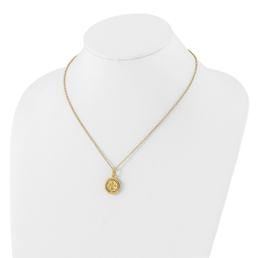 14K Gelbgold Poliert Replica Roman Münze 18 Zoll Halskette