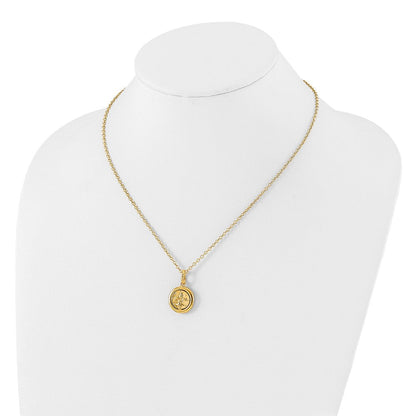 14K Gelbgold Poliert Replica Roman Münze 18 Zoll Halskette