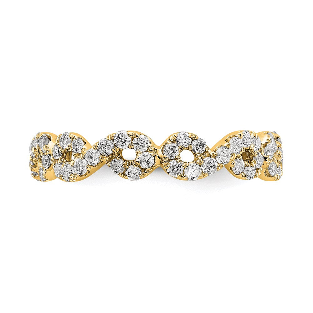 14K Gelbgold Poliert Unendlichkeit Shared U Krappen Größe 6.5 Diamant Memoire Ehering Ring