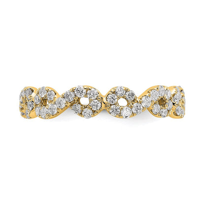 14K Gelbgold Poliert Unendlichkeit Shared U Krappen Größe 6.5 Diamant Memoire Ehering Ring