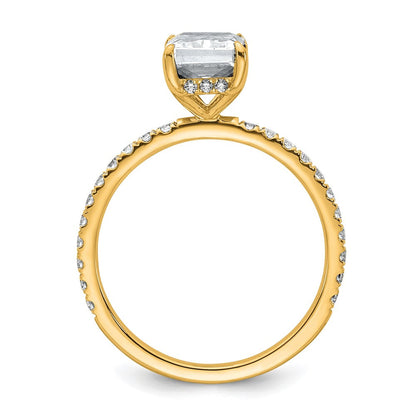 14K Gelbgold Verlobungsring mit Solitär und Flair, 2K zertifizierter im Labor gezüchteter Diamant im Radiant-Schliff, VS+ F+