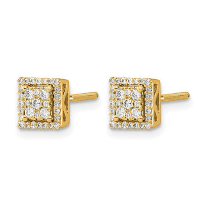 14K Gelbgold Diamant-Cluster-Ohrstecker mit quadratischer Form und Schraubverschluss, 0,33 ct