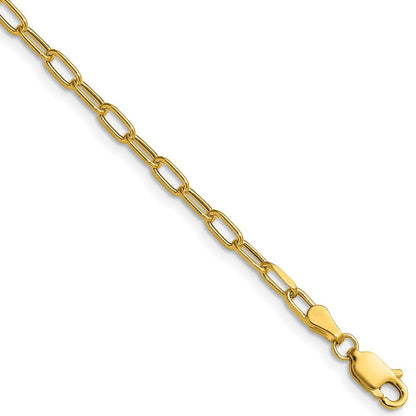 14K Gelbgold 3.0mm Halbmassiv Abgeschrägt Büroklammer Halskette