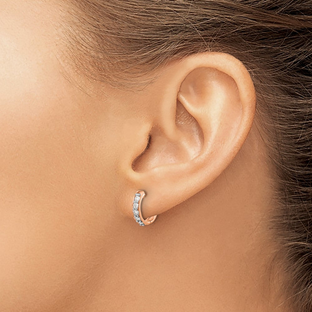 14K Roségold Creolen mit Klappscharnier, 0,33 ct. Diamanten