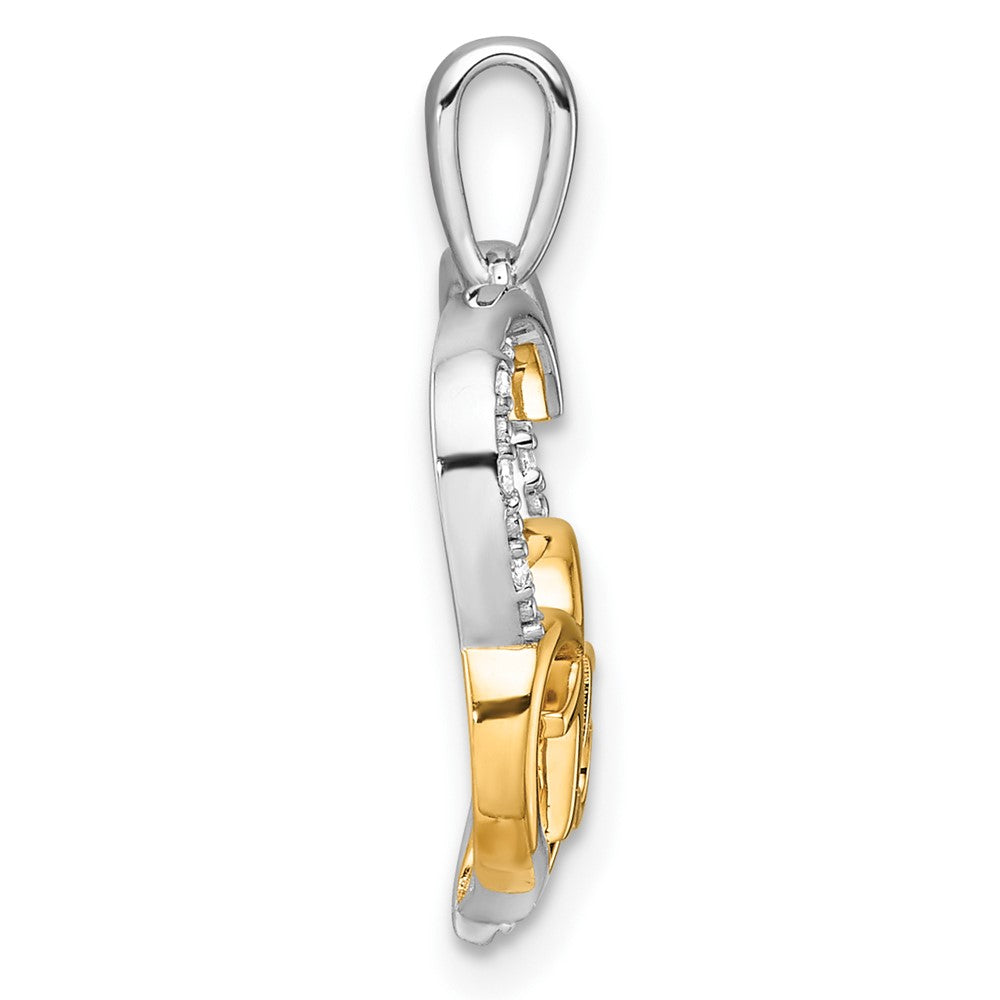 14K Bicolor-Gold Polierter Herz-Anhänger „Quinceañera 15" mit 0,05 ct. Diamant