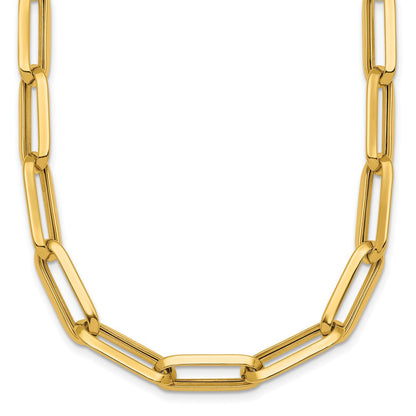 14K Gelbgold Poliert 7mm Büroklammer Glieder Kette 17.5 Zoll Halskette