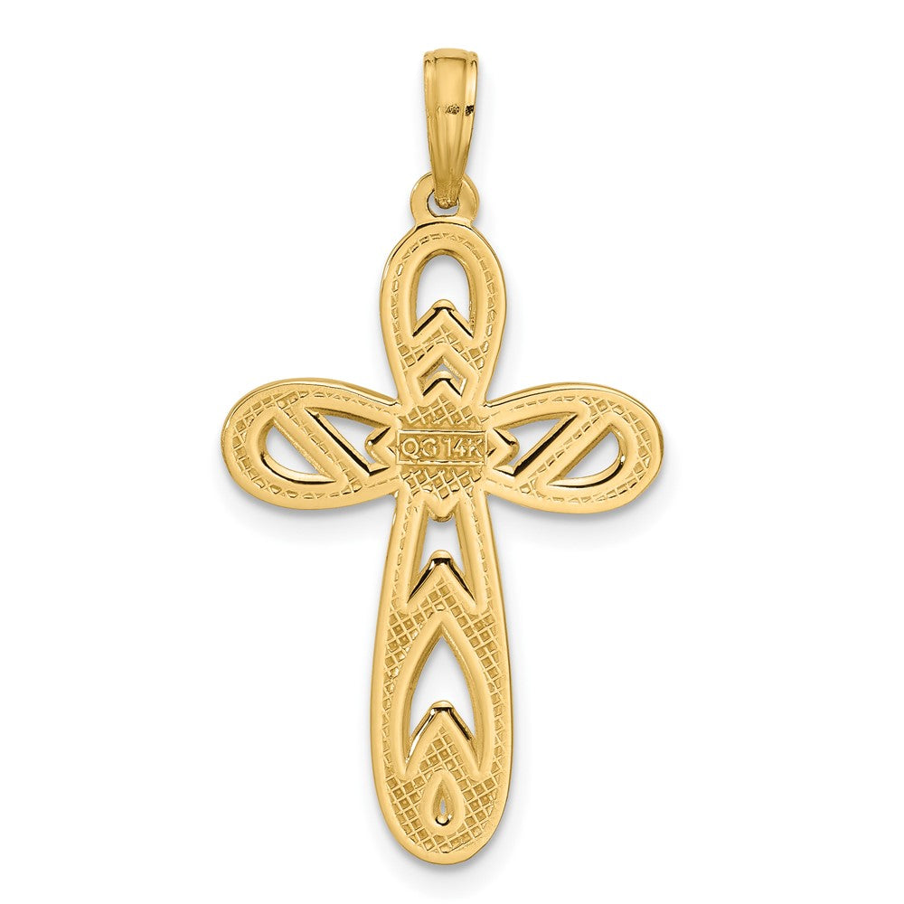 14K Gelbgold Polierter Abgerundeter Kreuzanhänger