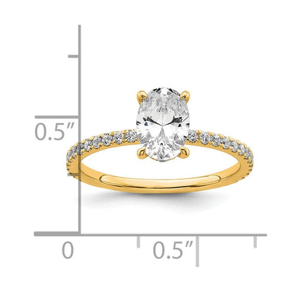 14K Gelbgold Verlobungsring mit Flair-Solitär, zertifiziertem im Labor gezüchtetem Diamant im Ovalschliff, 1,33 ct., VS/SI+ G+