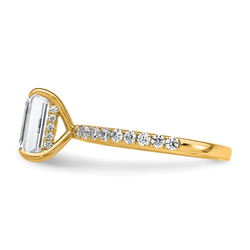 14K Gelbgold 2,375 Karat zertifizierter im Labor gezüchteter Diamant VS/SI+ G+ Smaragd Komplett-Solitär-Verlobungsring mit Flair