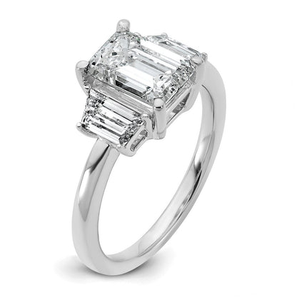 14K Weißgold 3/4ct Im Labor Gezüchtet Diamant Vs+ F+ Halbfassung Smaragd Mittig Ring