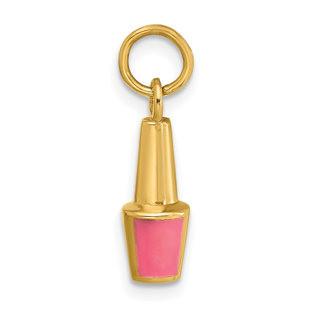 14K Gelbgold Charm Nagellackflasche rosa emailliert