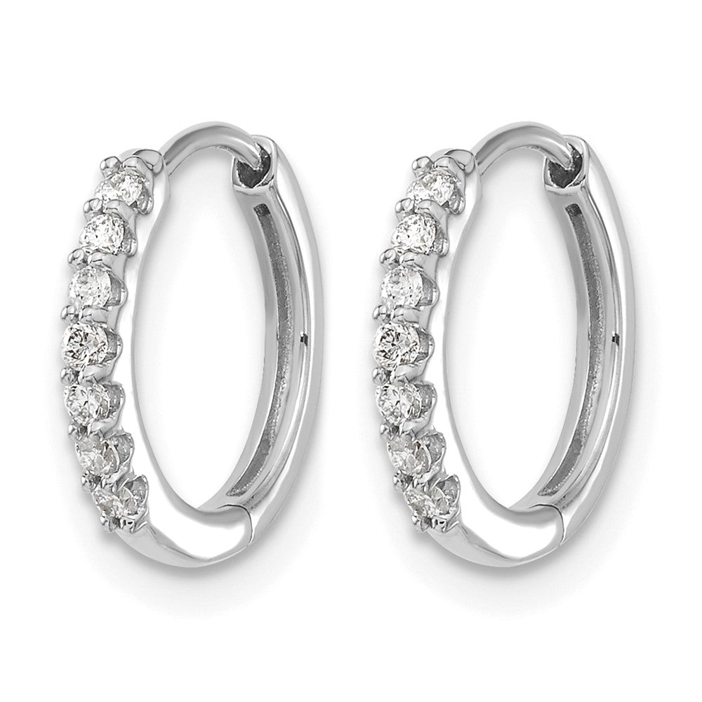 14K Weißgold Creolen mit Klappscharnier, 0,17 ct. Diamanten