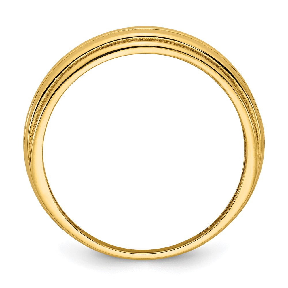 14K Gelbgold Ring, poliert, geriffelt, abgestuft, Größe 7