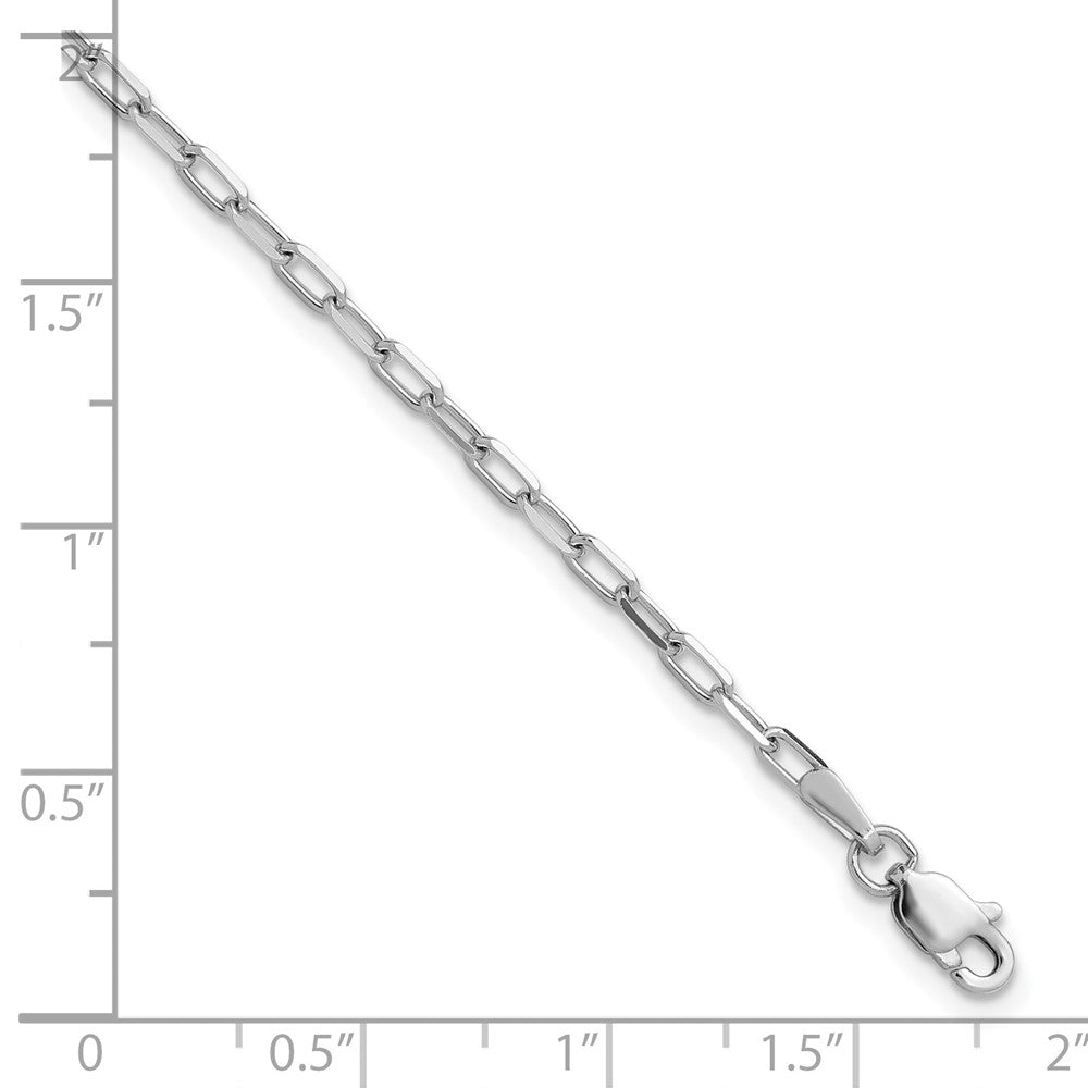 14K Weißgold 2.1mm Massiv Abgeschrägt Büroklammer Gliederarmband