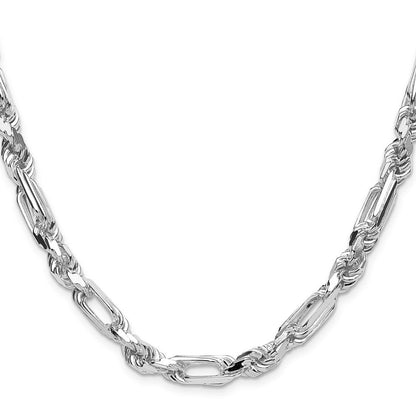 Sterlingsilber 7mm Diamantiert Figarope 26 Zoll Kette