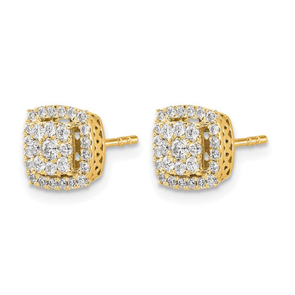 14K Gelbgold Ohrstecker mit quadratischer Diamant-Cluster-Fassung, 0,5 ct