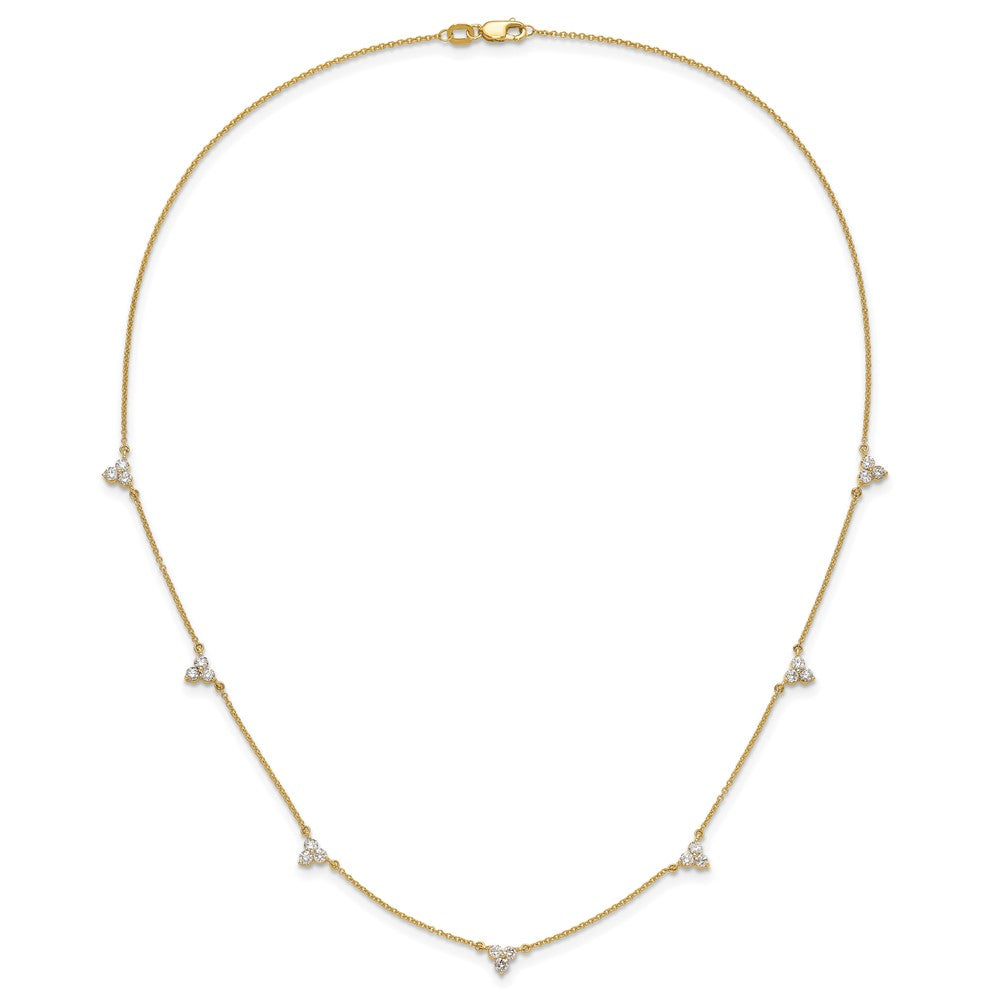 14K Gelbgold Komplett 7/8 Karat Diamant 3-stone Cluster 6-station 16 Zoll Halskette