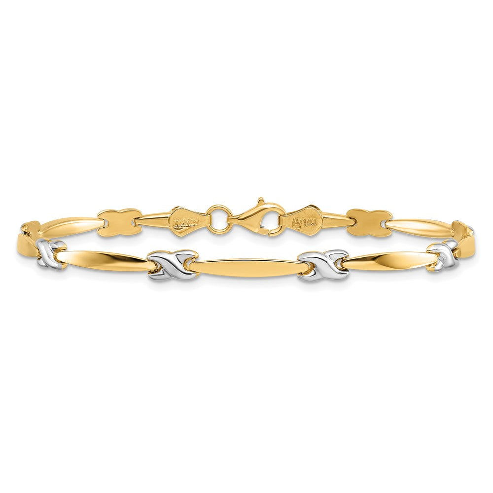 14K Gelbgold mit Rhodium Diamantiert Fantasie Gliederarmband