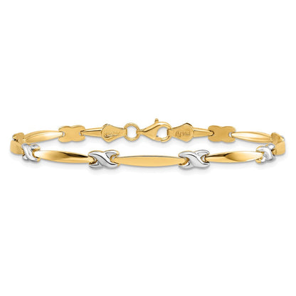 14K Gelbgold mit Rhodium Diamantiert Fantasie Gliederarmband