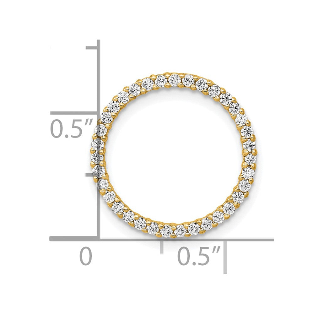 14K Gelbgold Poliert 1/3 Karat Diamant Kreis Kette Anhänger