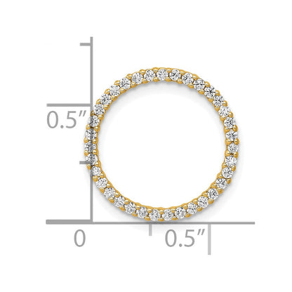 14K Gelbgold Poliert 1/3 Karat Diamant Kreis Kette Anhänger