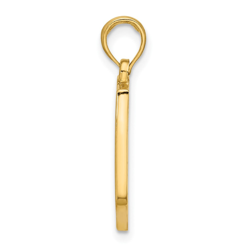 14K Gelbgold Polierter Schild-Anhänger mit Kreuz